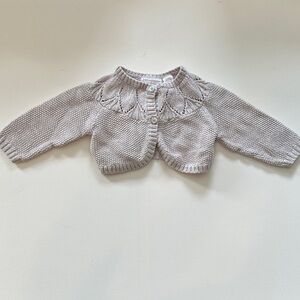 First Impressions Light Gray Baby Cropped Cardigan Sweater